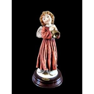 Giuseppe Armani Cherub With Bell, signed 1979, Italy, with 24 Kt Gold accents